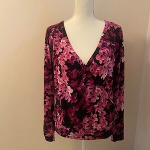 Lularoe Rebecca floral long sleeve top size small faux wrap feminine